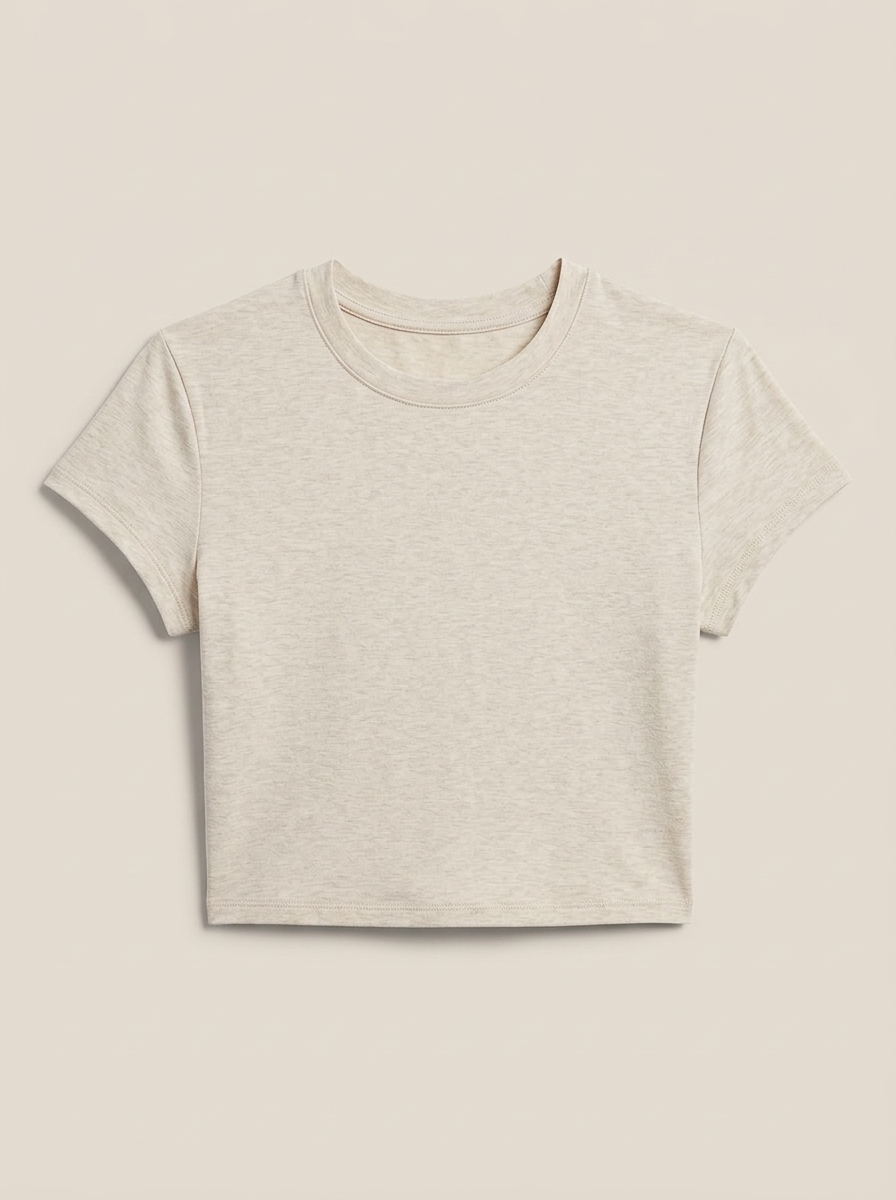 Alosoft Crop Finesse Short Sleeve - Oatmeal Heather