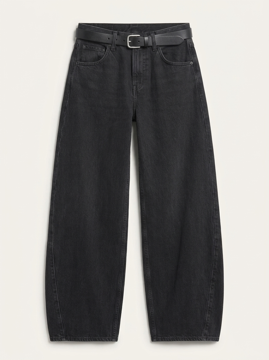 Baggy Barrel-Leg Jean | Washed Black