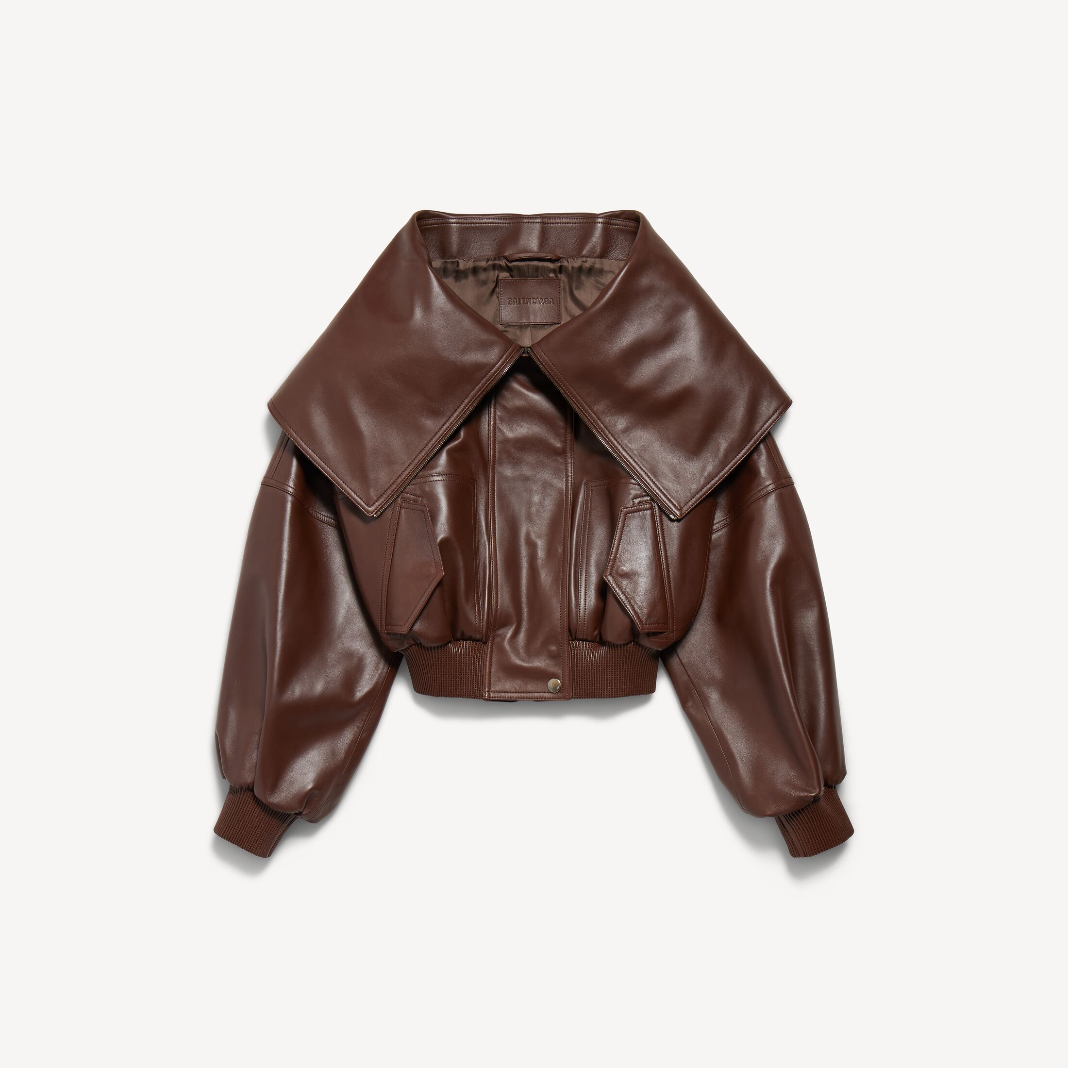 Balenciaga Wrap Collar Blouson in Dark Brown