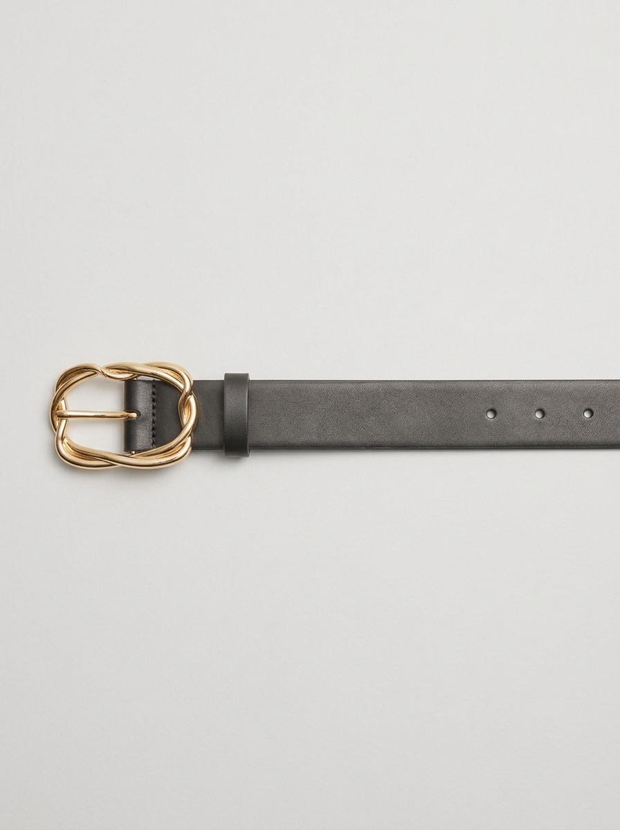 BRAIDED BUCKLE BELT BLACK GOLD