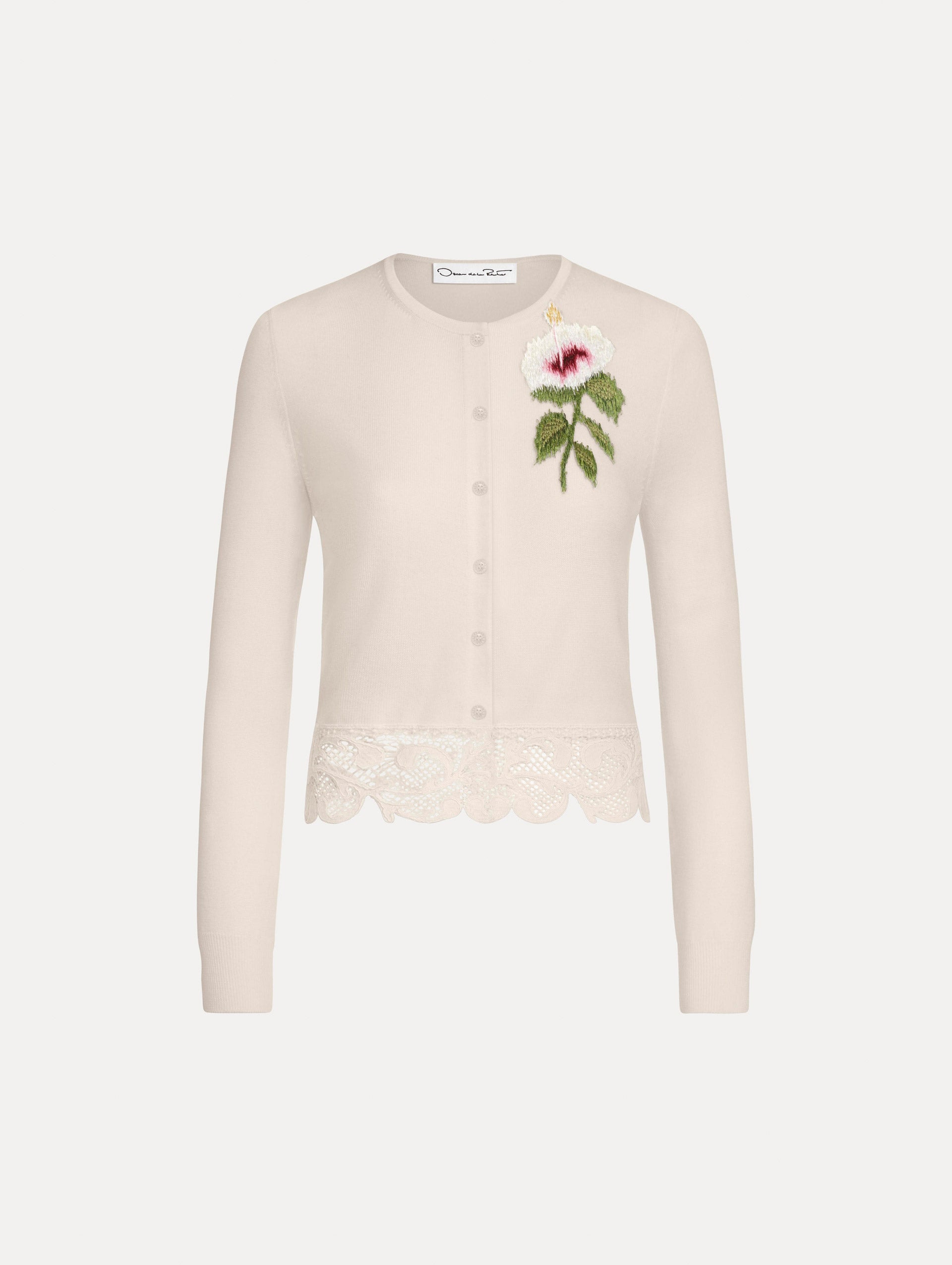Chiné Hibiscus Threadwork Cropped Cardigan