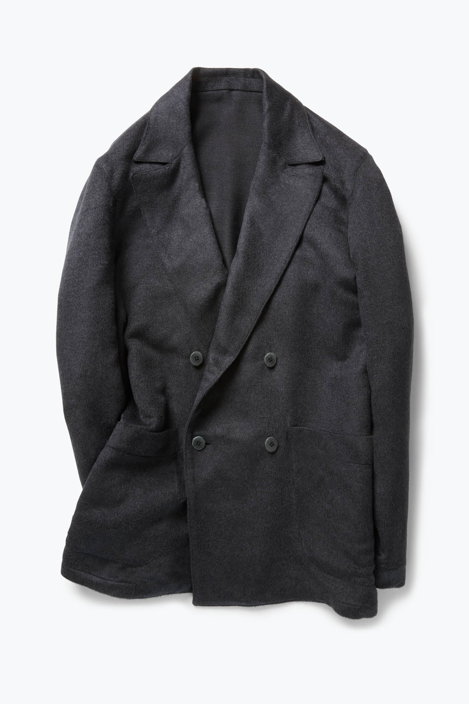 Double Breasted Shirt Jacket (Charcoal Brushed Winter Silk)