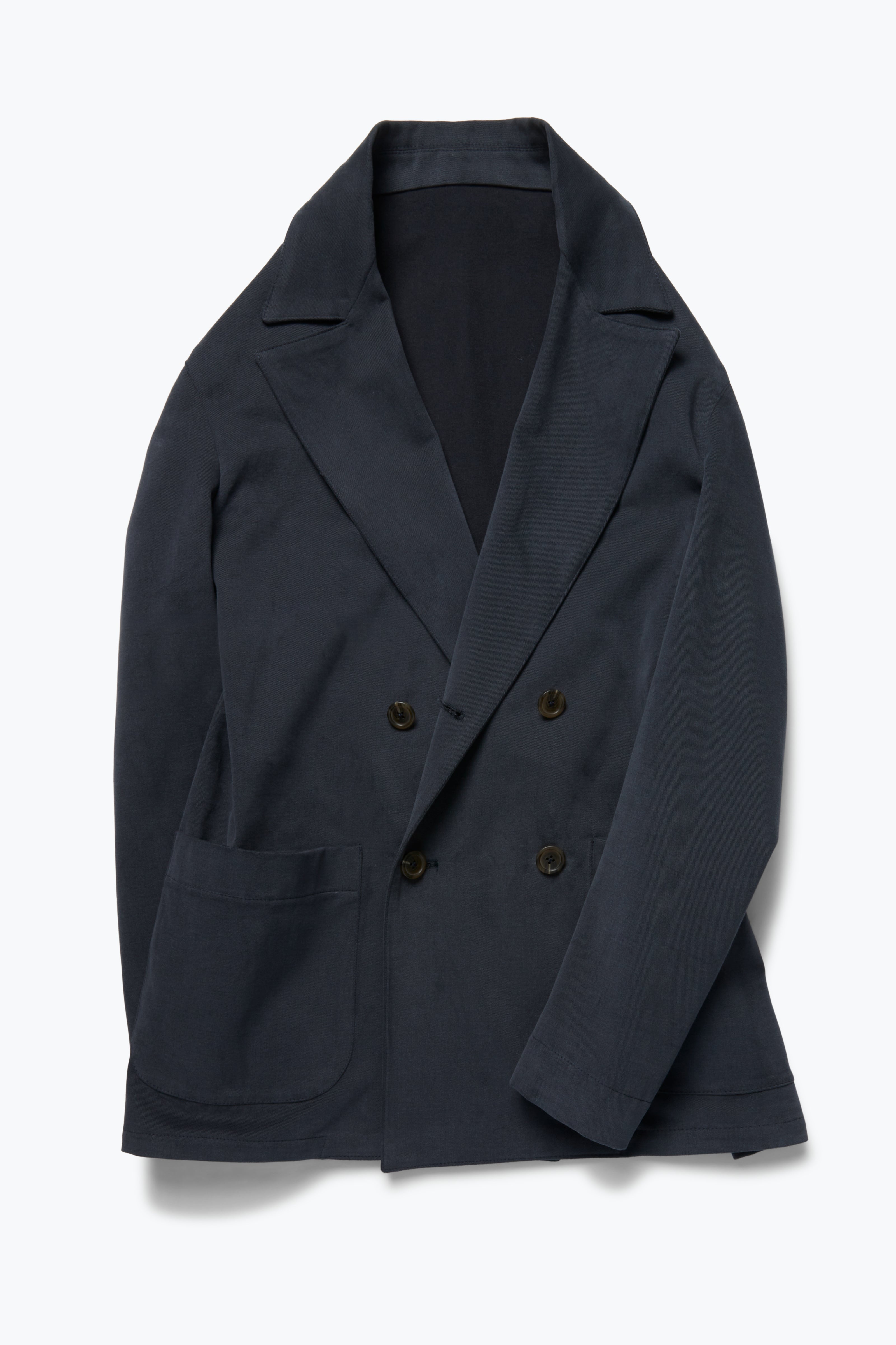 Double Breasted Shirt Jacket (Dark Indigo Peached Cotton)