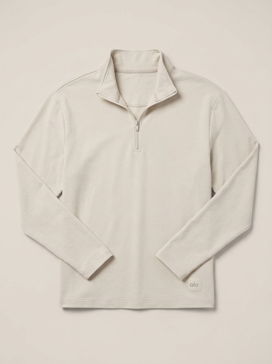 Double Take Long Sleeve 1/4 Zip - Bone