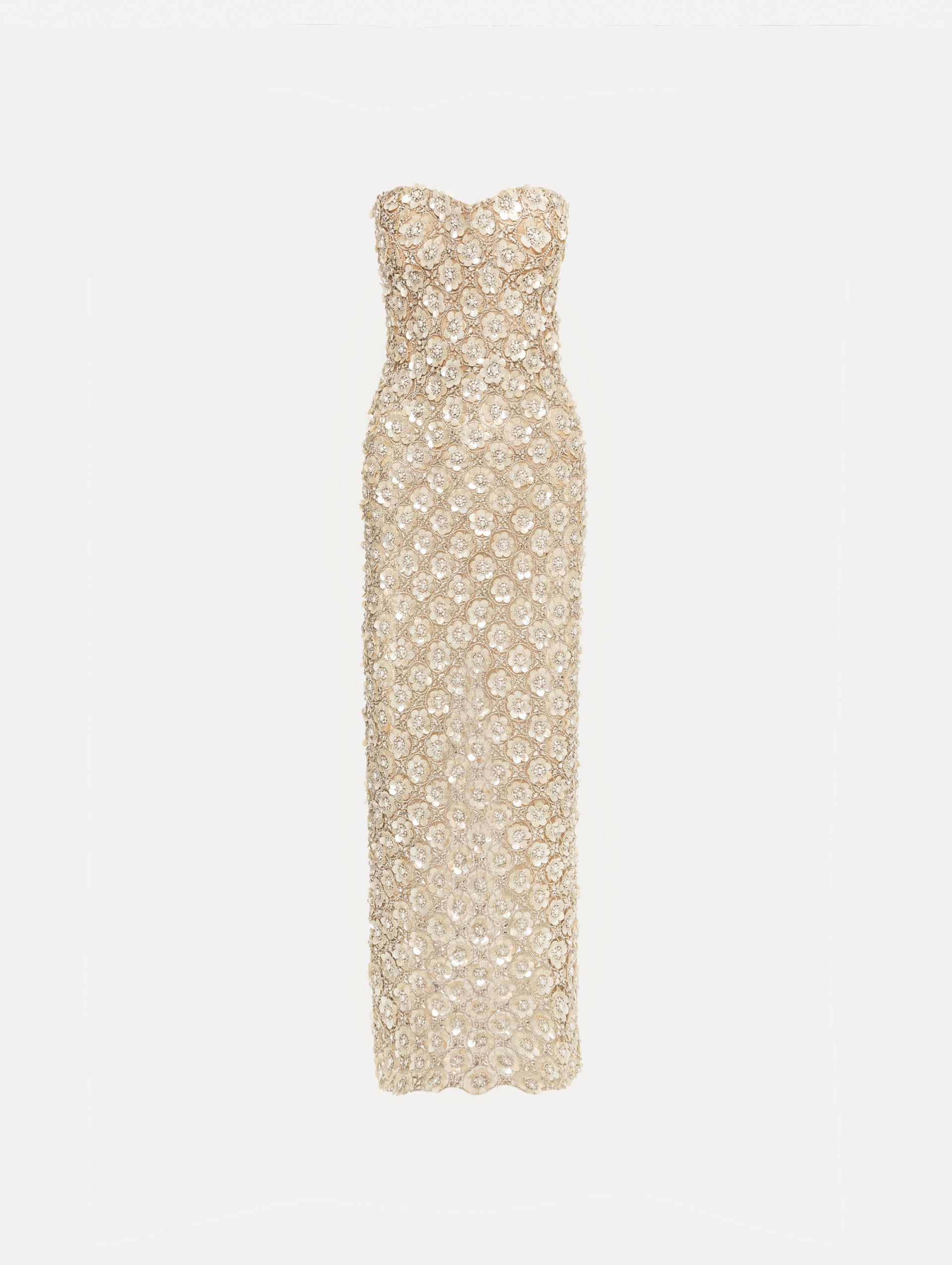 Embroidered Column Gown