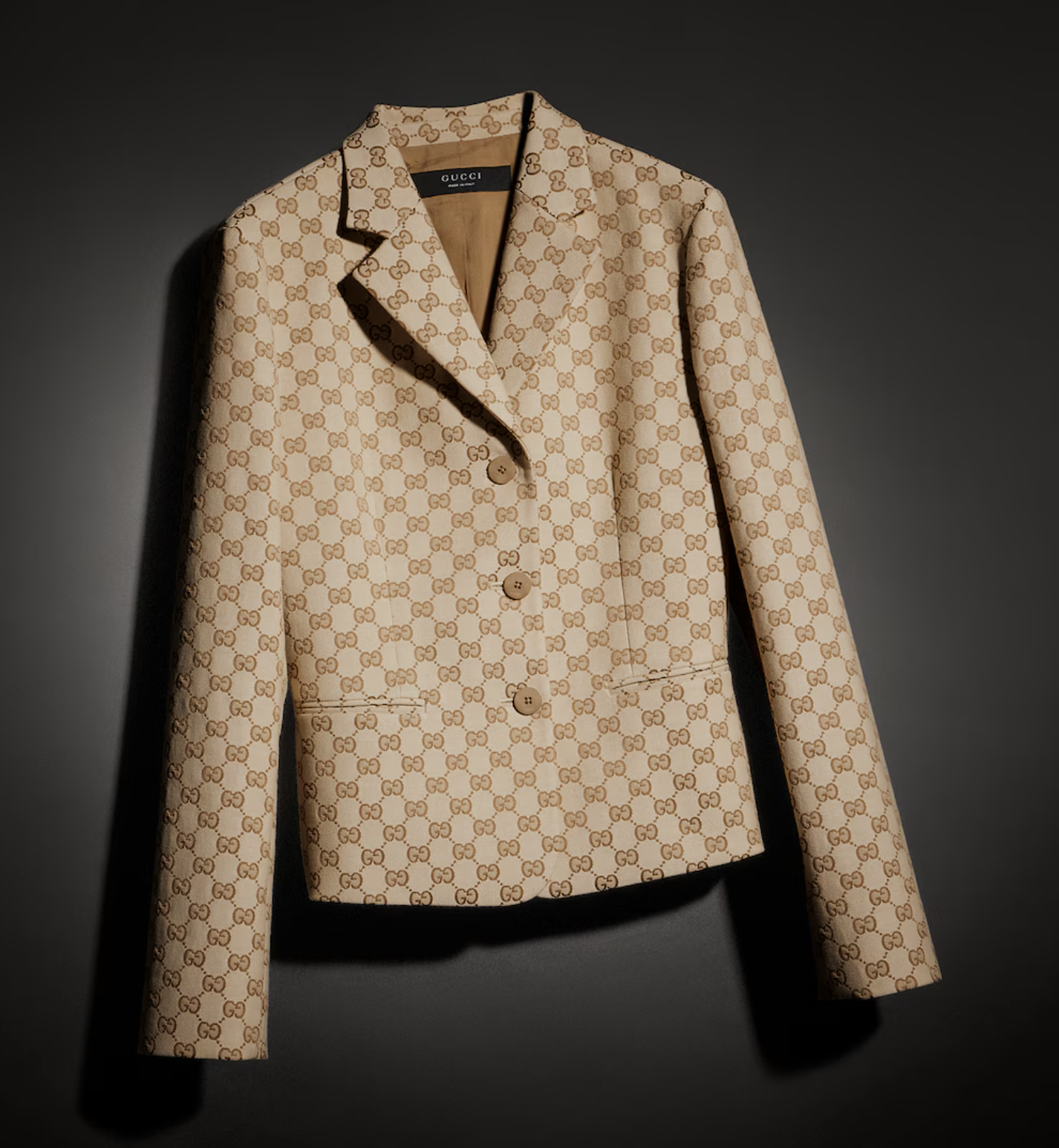 Gucci GG Cotton Canvas Jacket in Sand and Beige