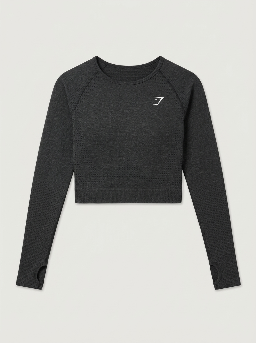 Gymshark Vital Crop Top - Black Marl