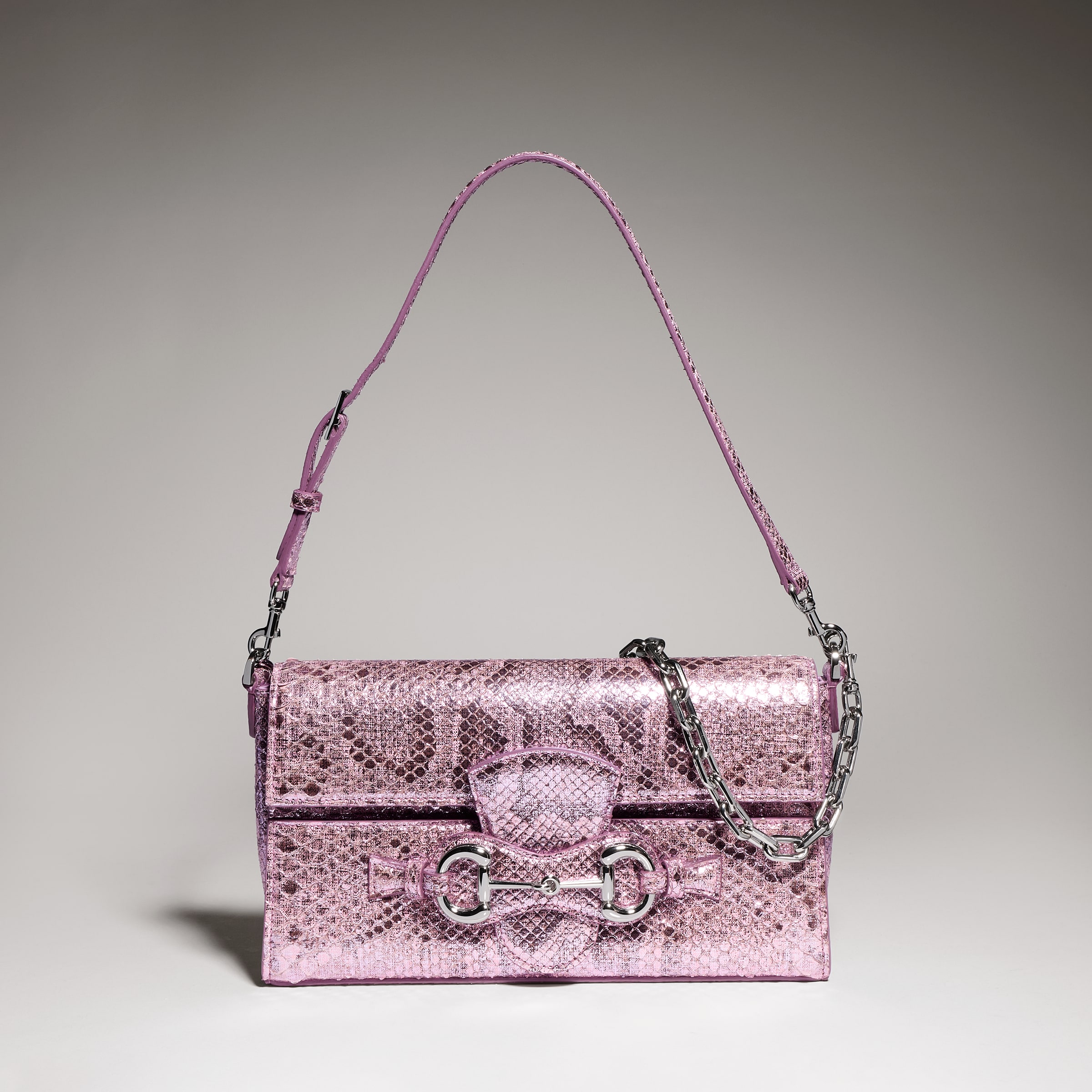 Horsebit Ristretto python medium shoulder bag