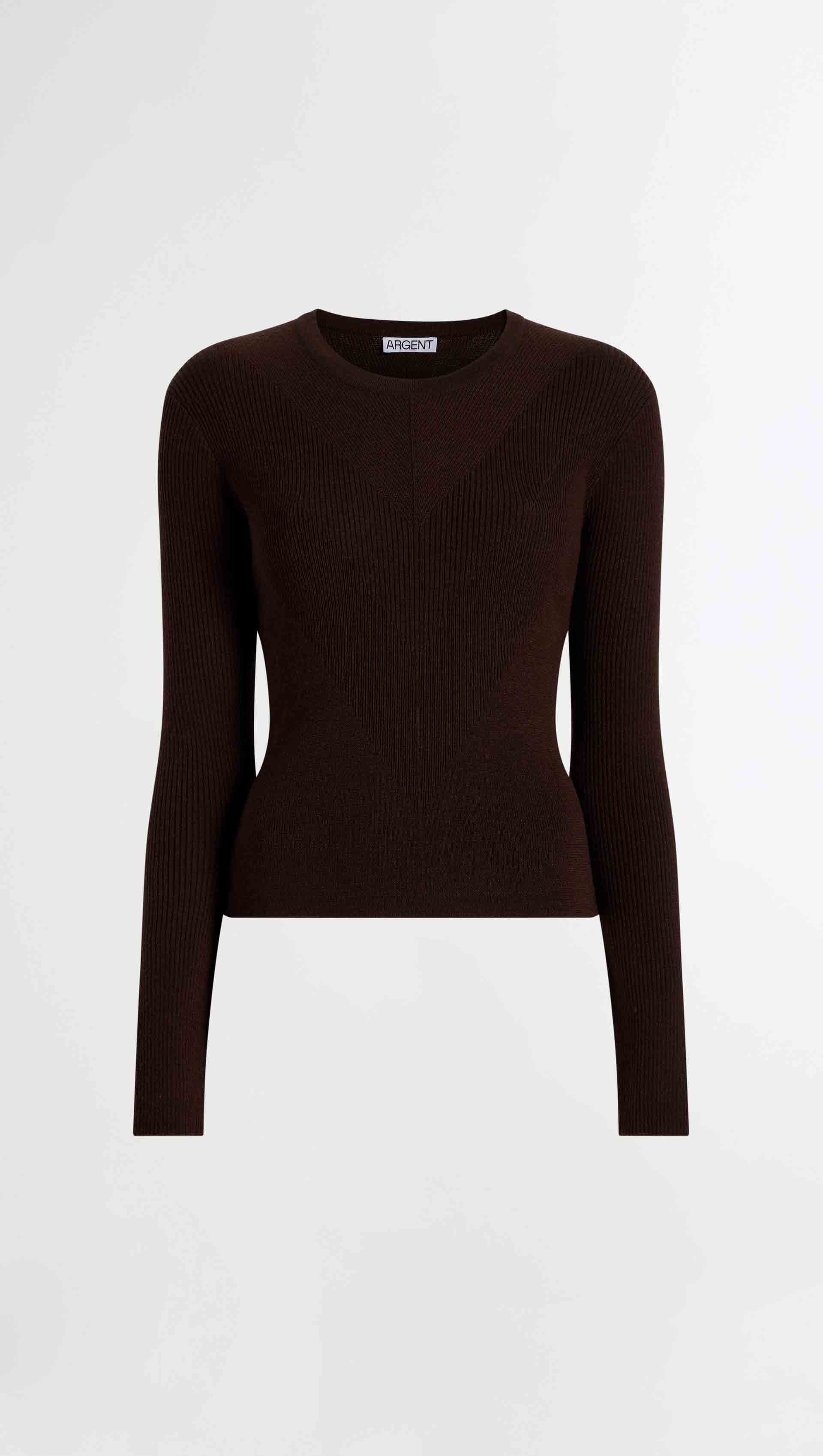 Knit Longsleeve Crew in Merino Silk | Chocolate