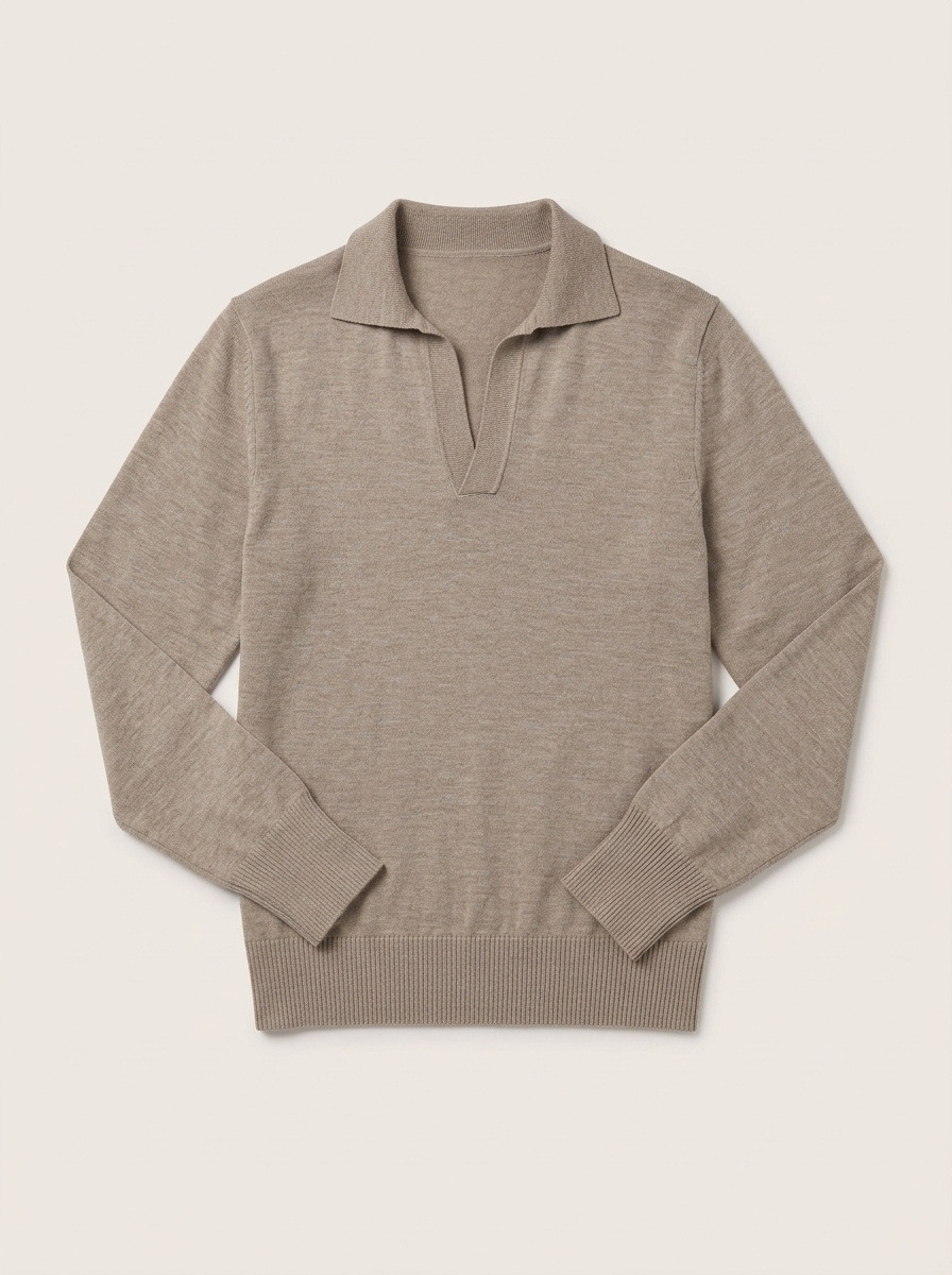 Long Sleeve Polo (Oat Wool Silk)