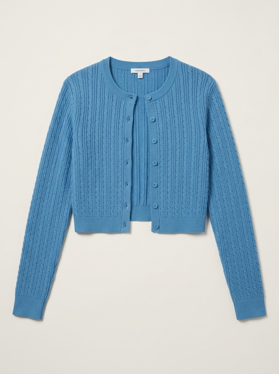 Mini Cable Sweater Cardigan - California Blue