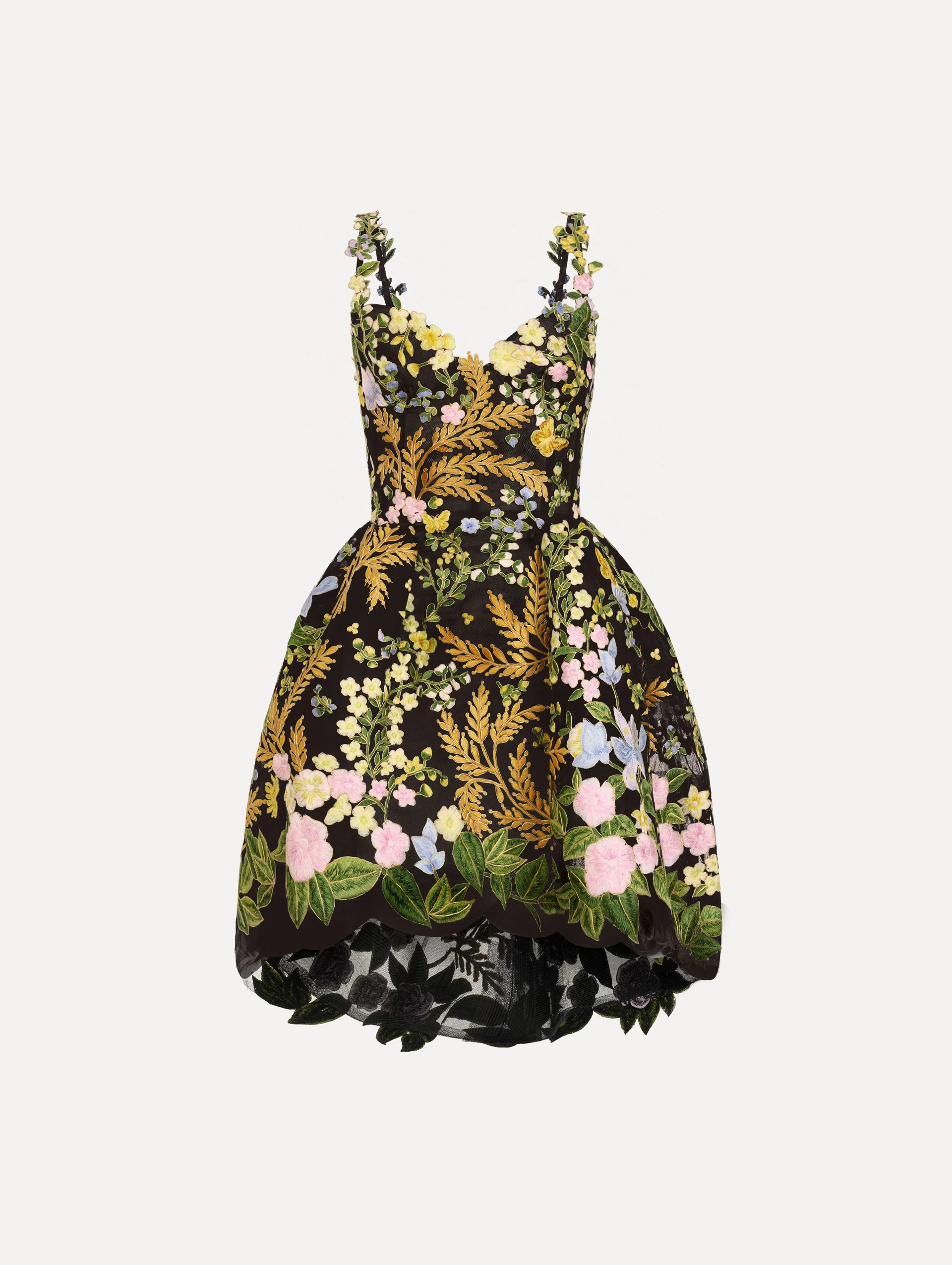 Dominican Mixed-Floral Guipure High-Low Dress