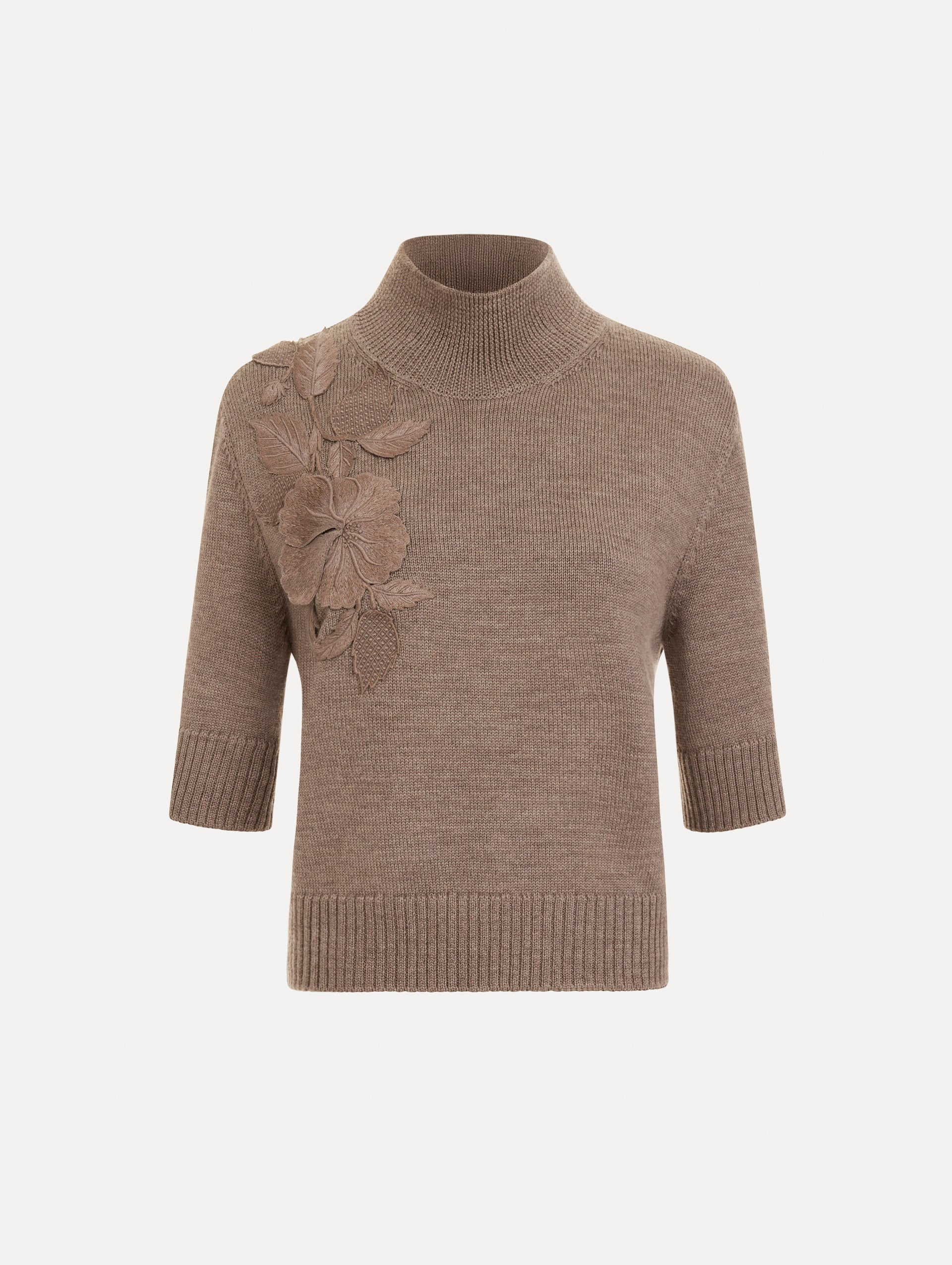 Hibiscus Embroidered Knit Pullover