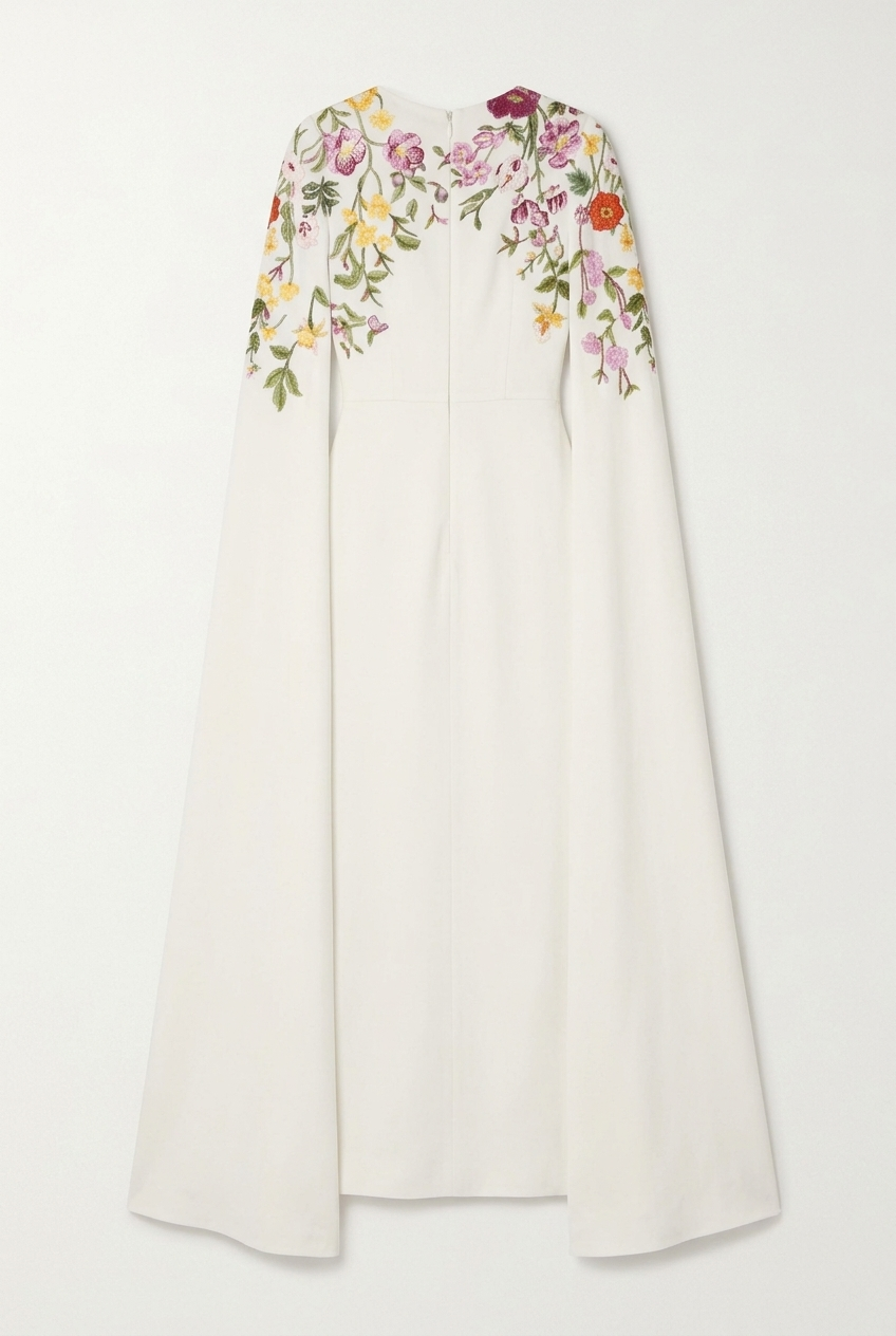 Mixed Botanical Embroidered Georgette Caftan