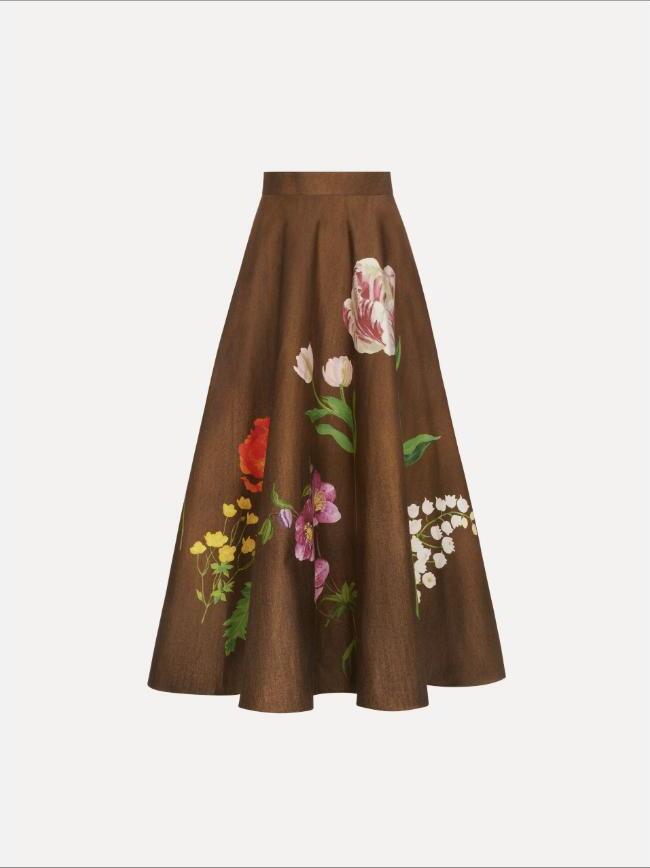 Mixed Botanical Midi Skirt