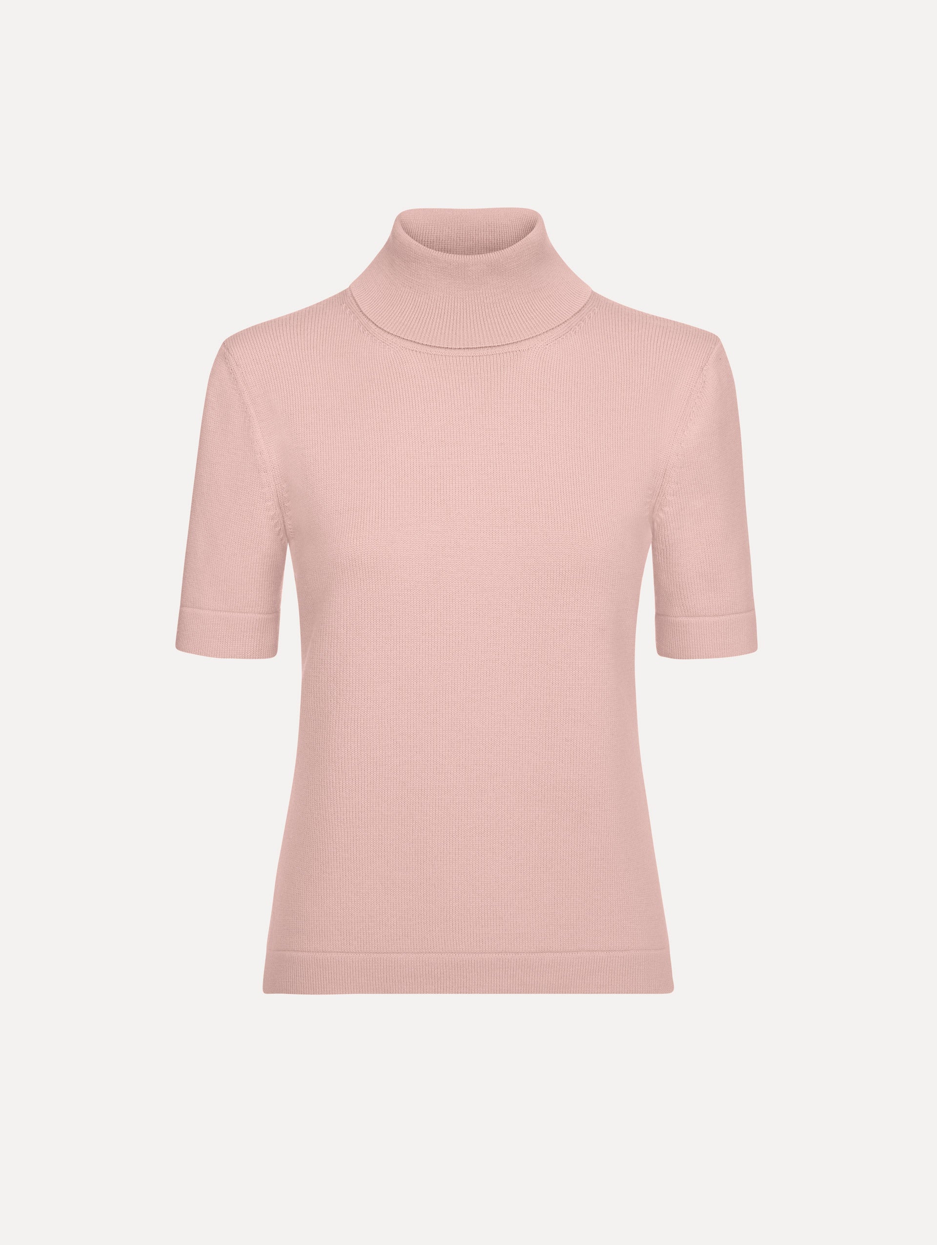 Turtleneck Wool Short-Sleeve Pullover