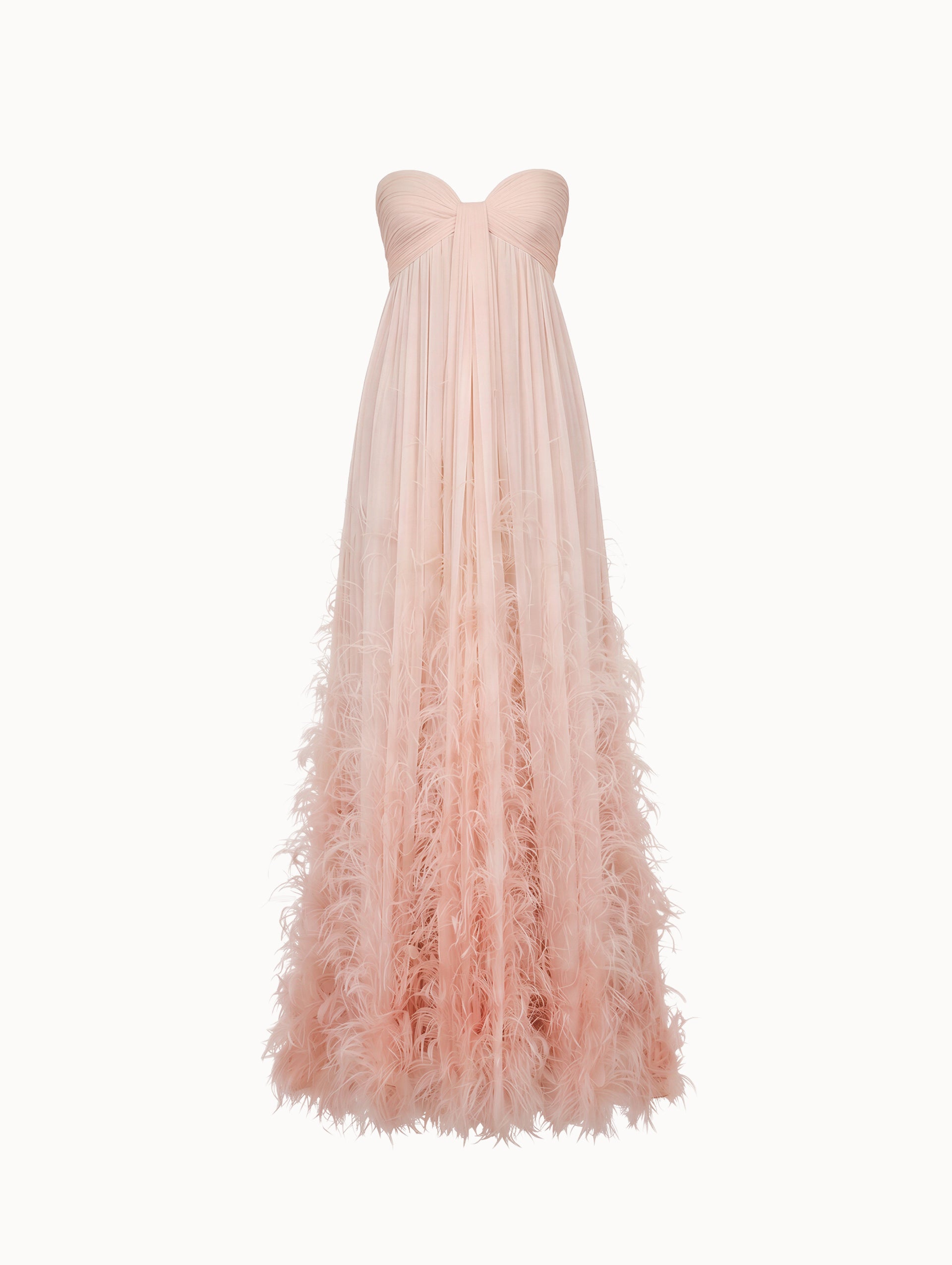 Ombré Feather Embroidered Silk Chiffon Gown