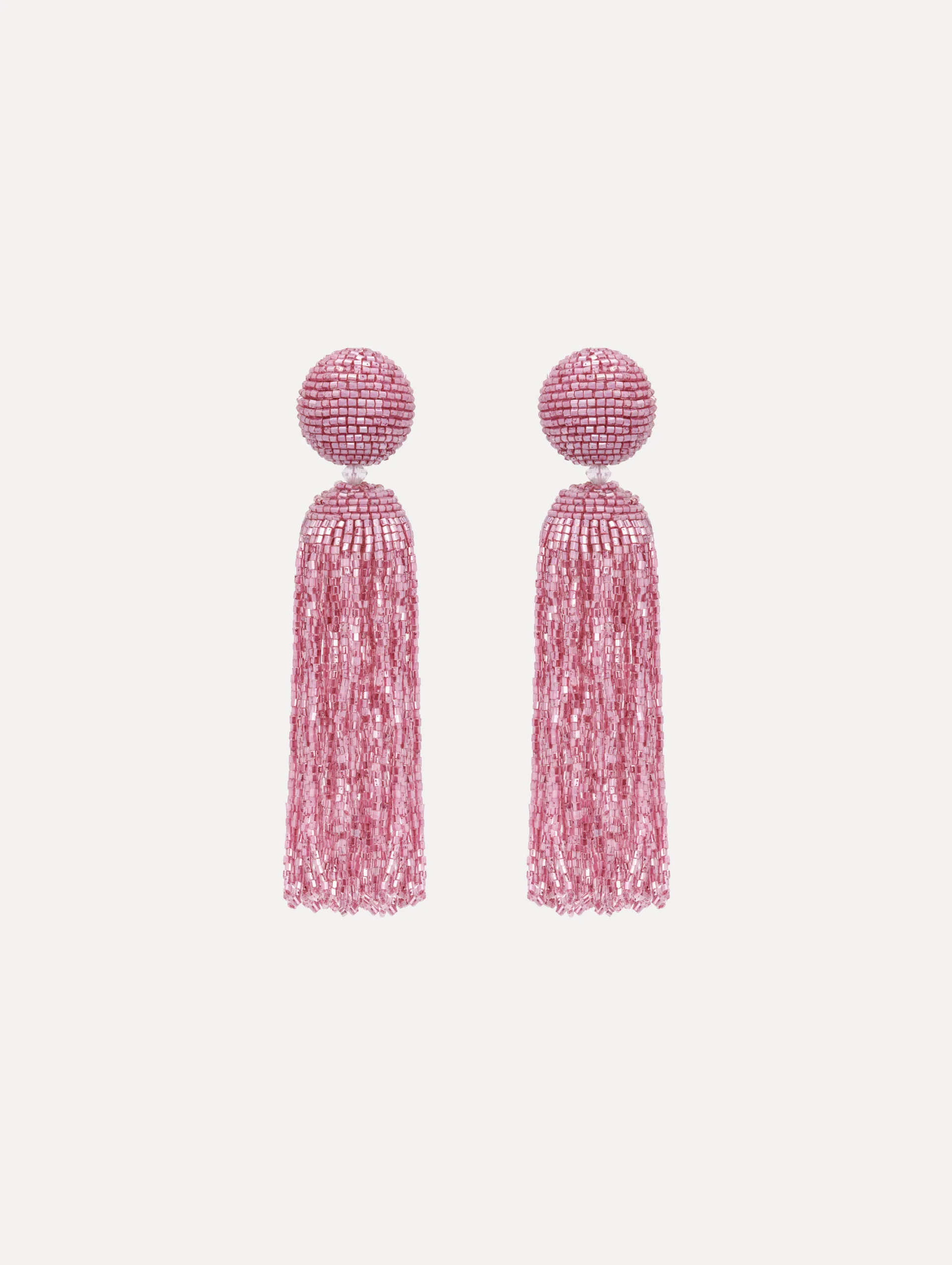 Metallic Beaded Tassel Clip-On Earrings