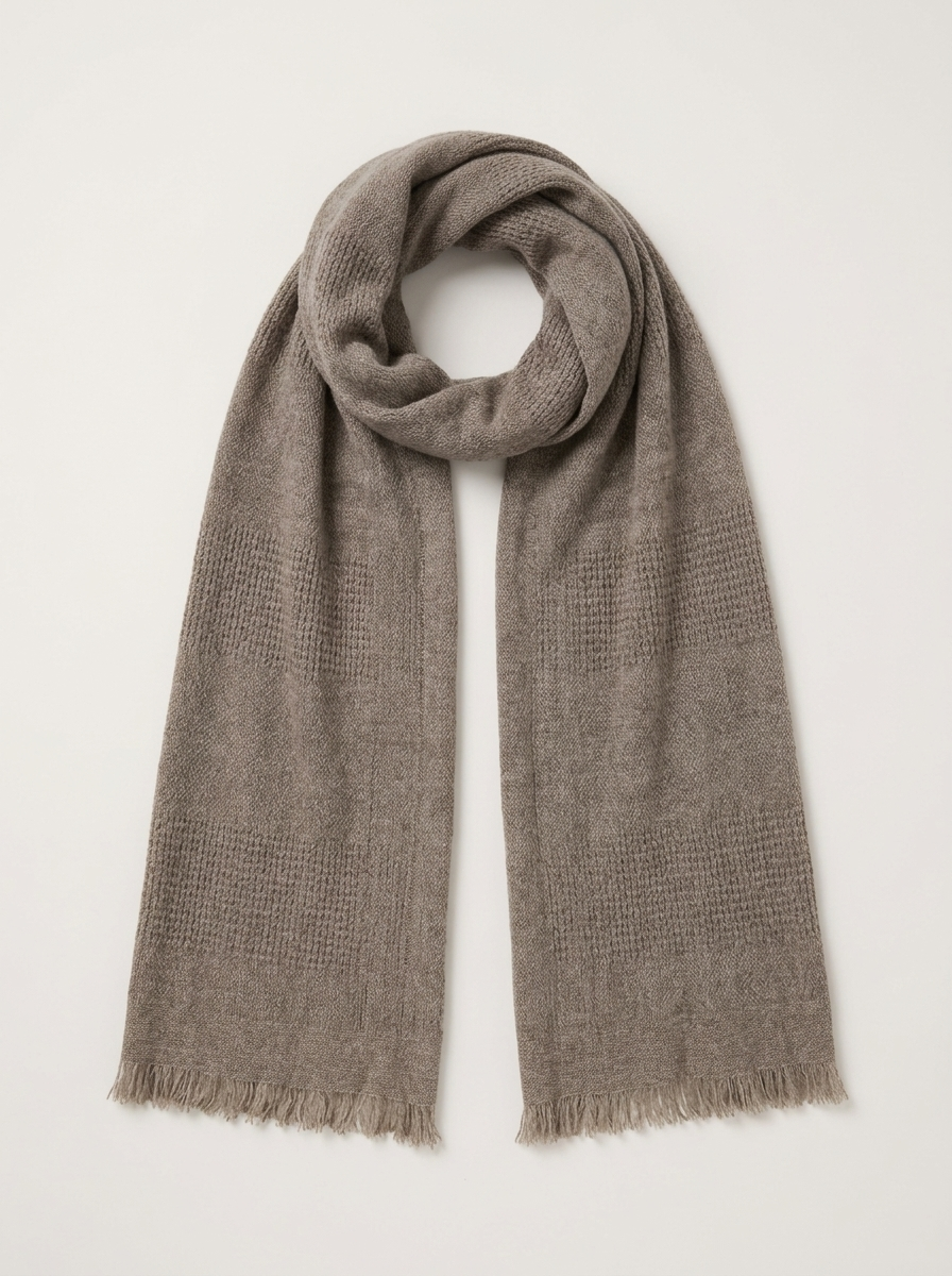 Patchwork Sculpture Scarf (Walnut Cashmere Linen)