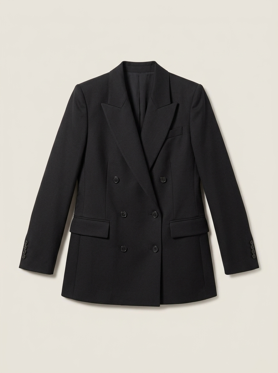 Peak Lapel Blazer in Seasonless Wool | Black
