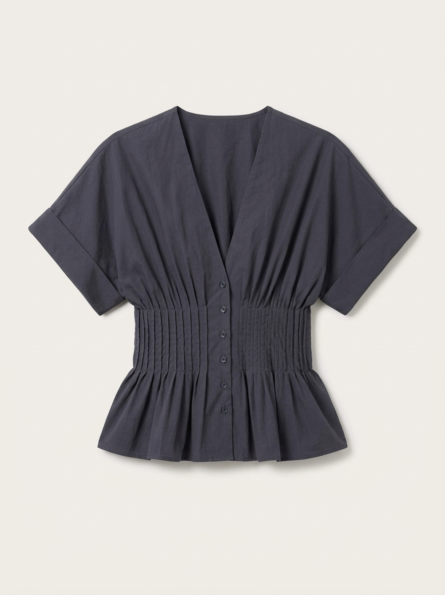 Piquenique Pintuck V-Neck Shirt