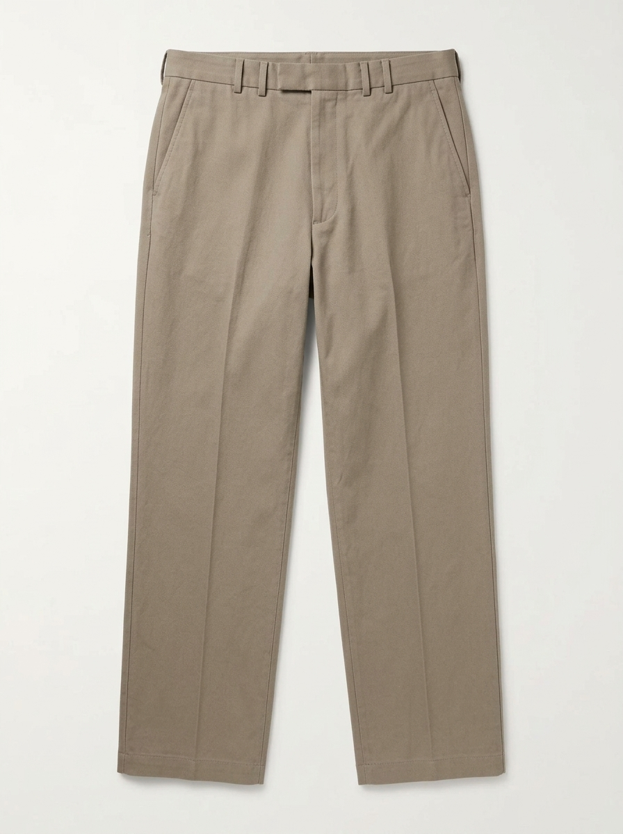 Plain Front Washable Trouser (Taupe Basketweave Cotton)
