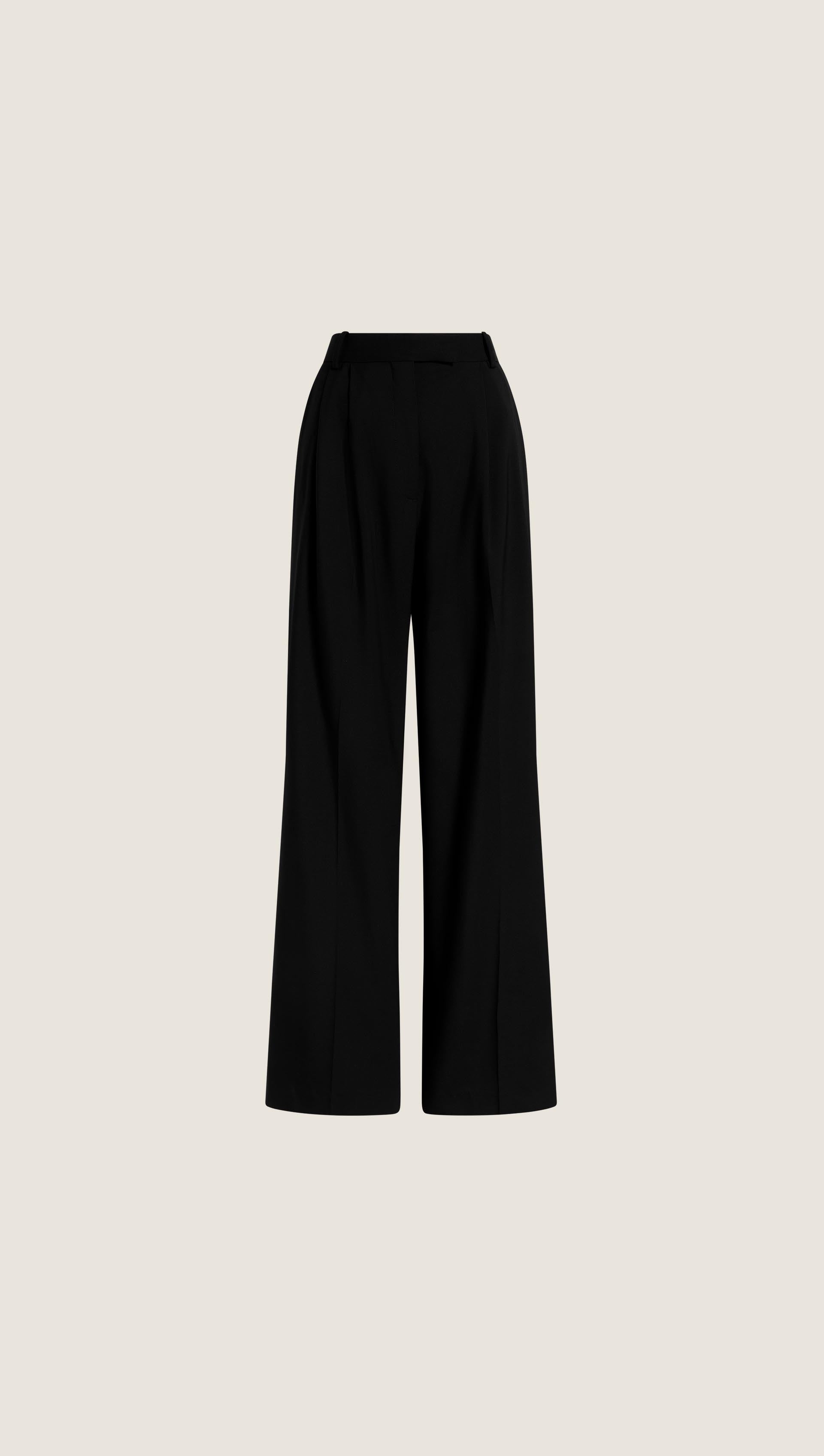 Pleated Trouser in Seasonless Wool | Black