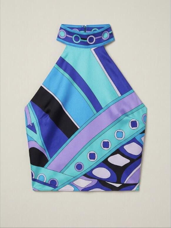 Pucci Printed Silk-Twill Halterneck Top