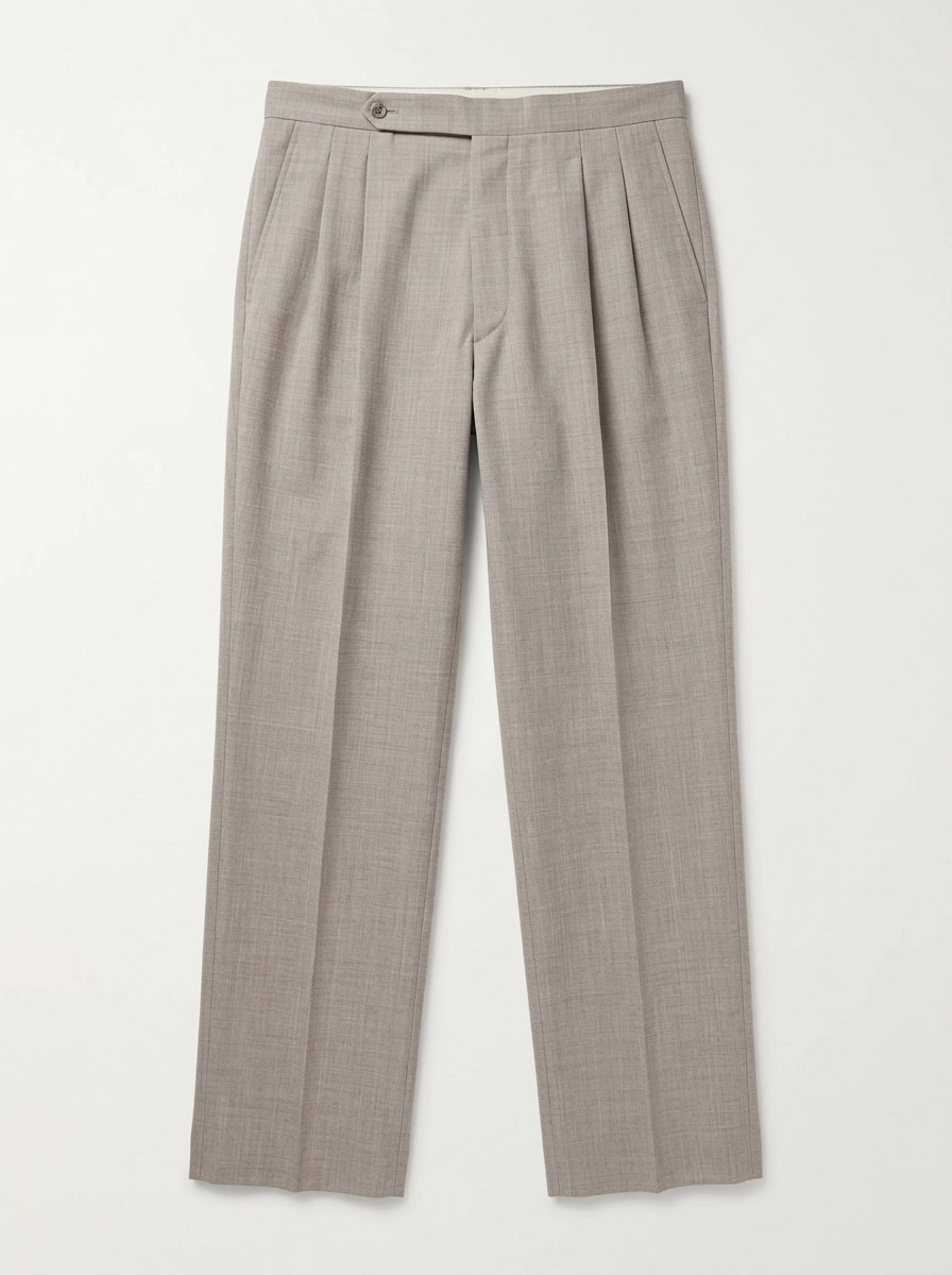 Single Pleat Trouser (Taupe Undyed Wool)