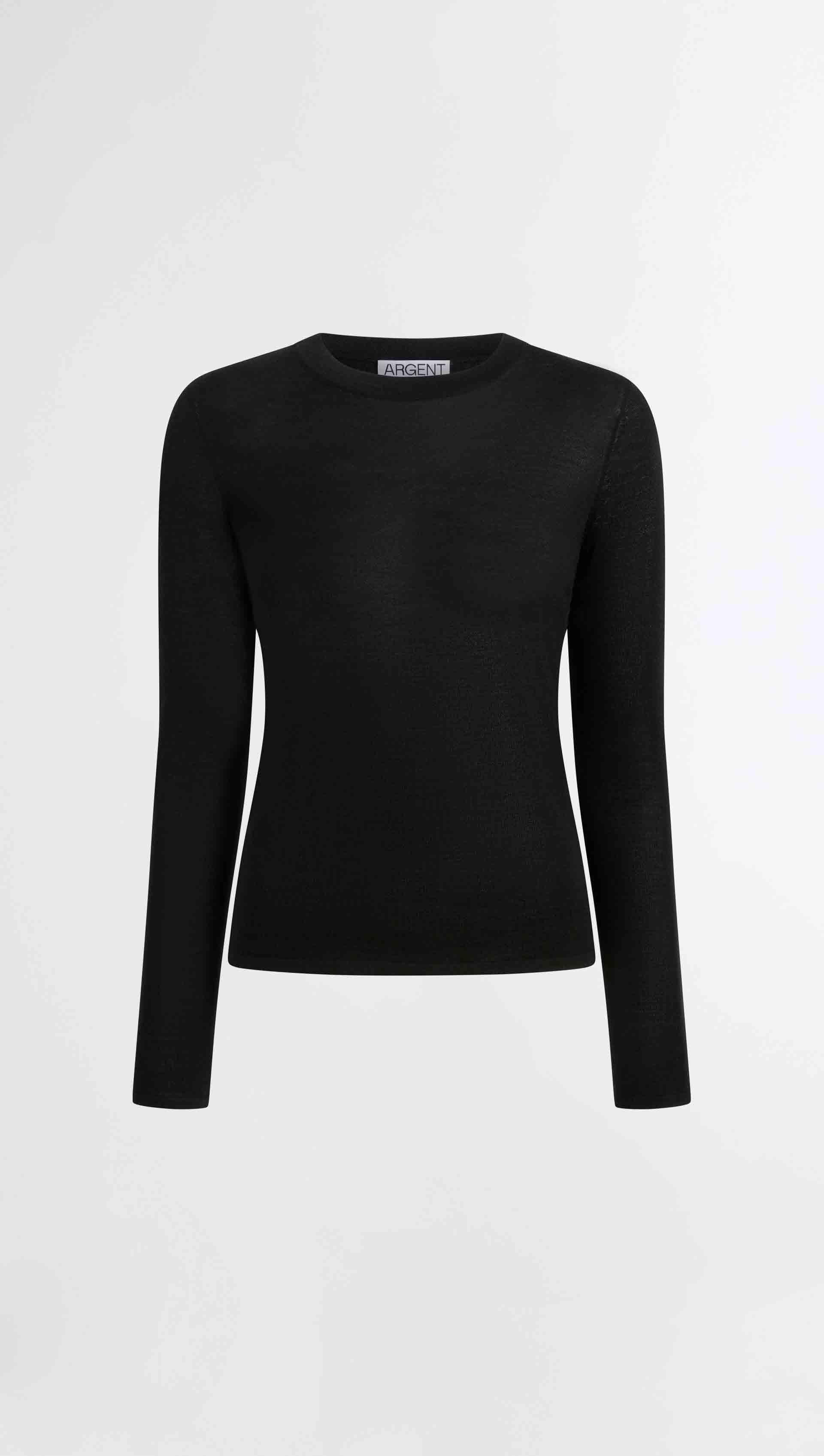 Slim Crew in Merino Silk | Black