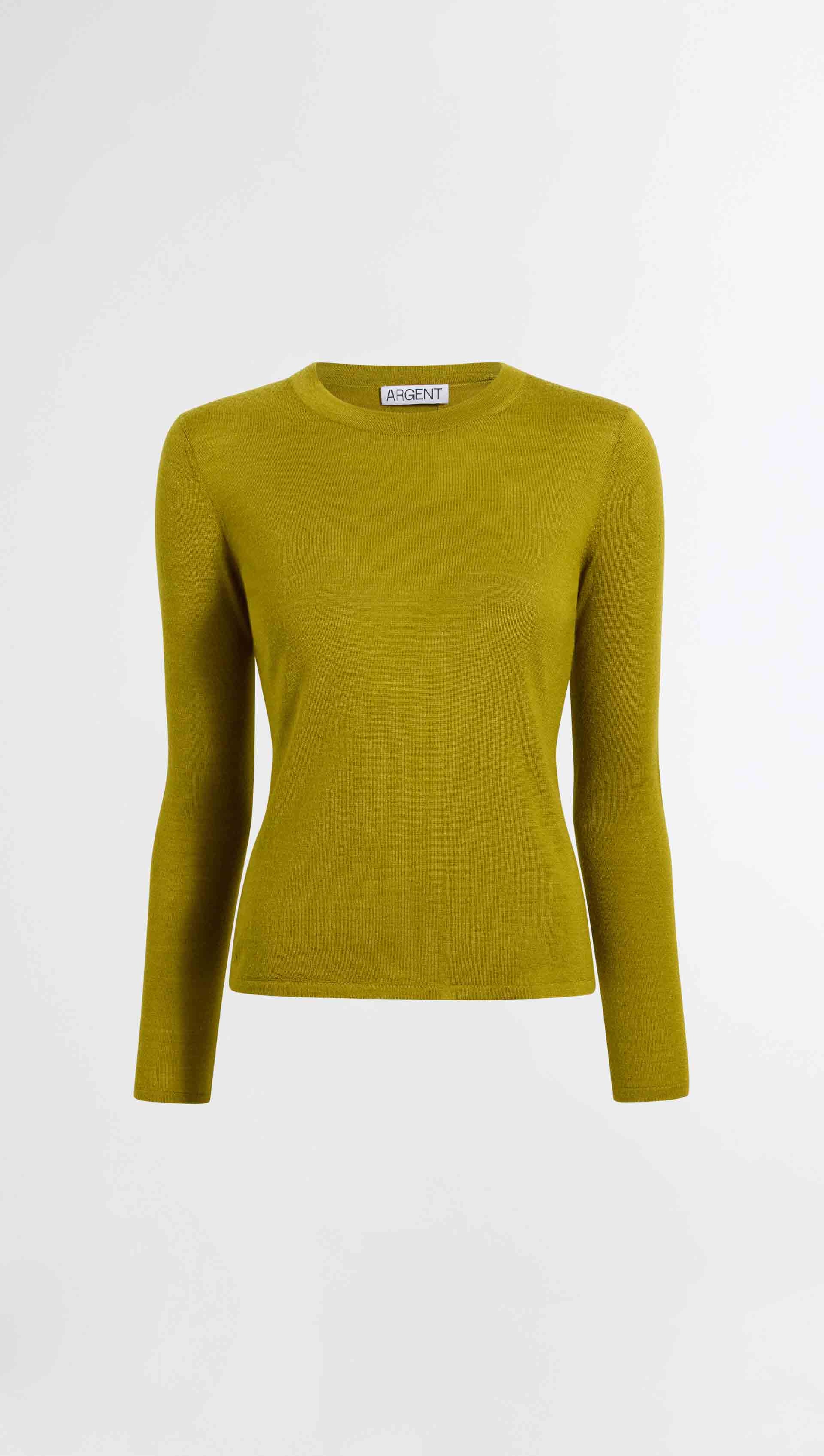 Slim Crew in Merino Silk | Chartreuse