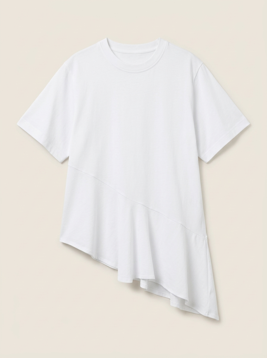 Sportmax Tacco Asymmetrical Cotton T-Shirt - Optical White