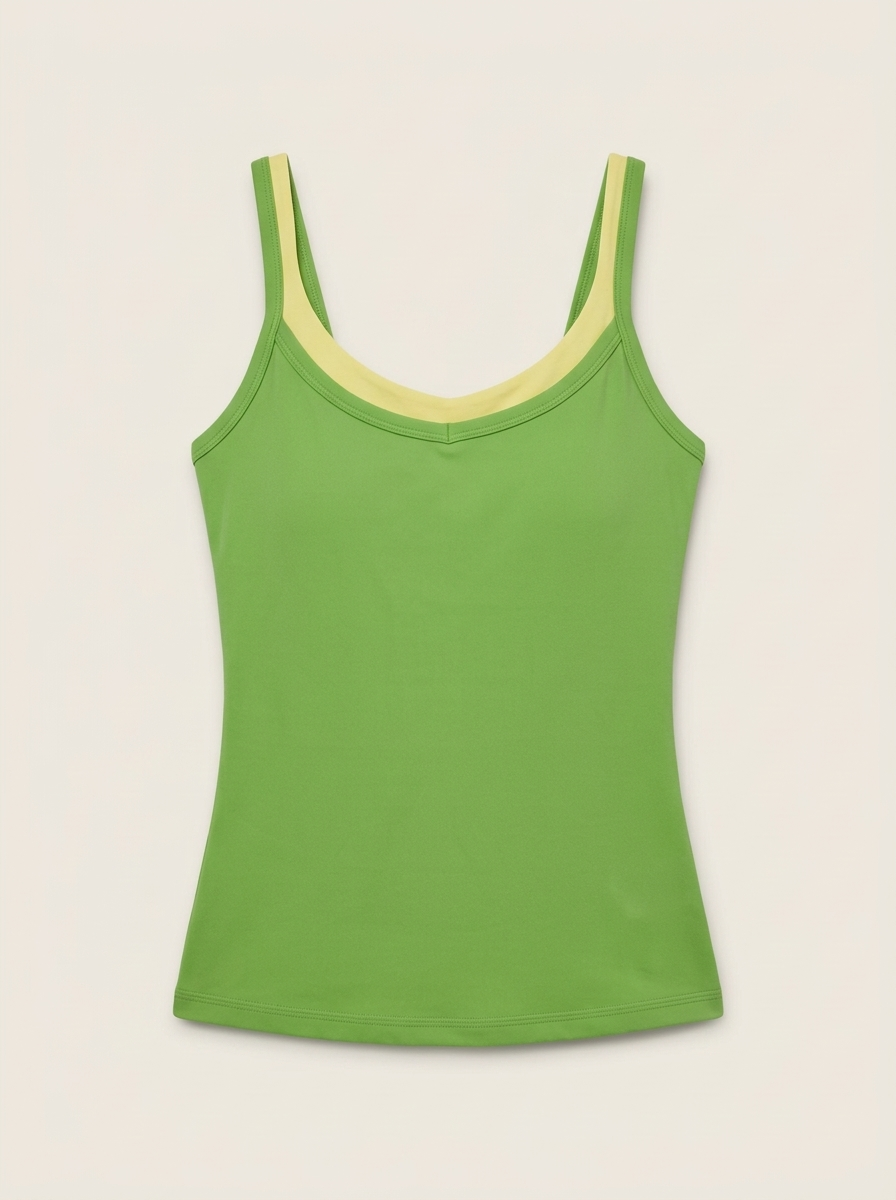 V Layered Tank - Moss/Lemon