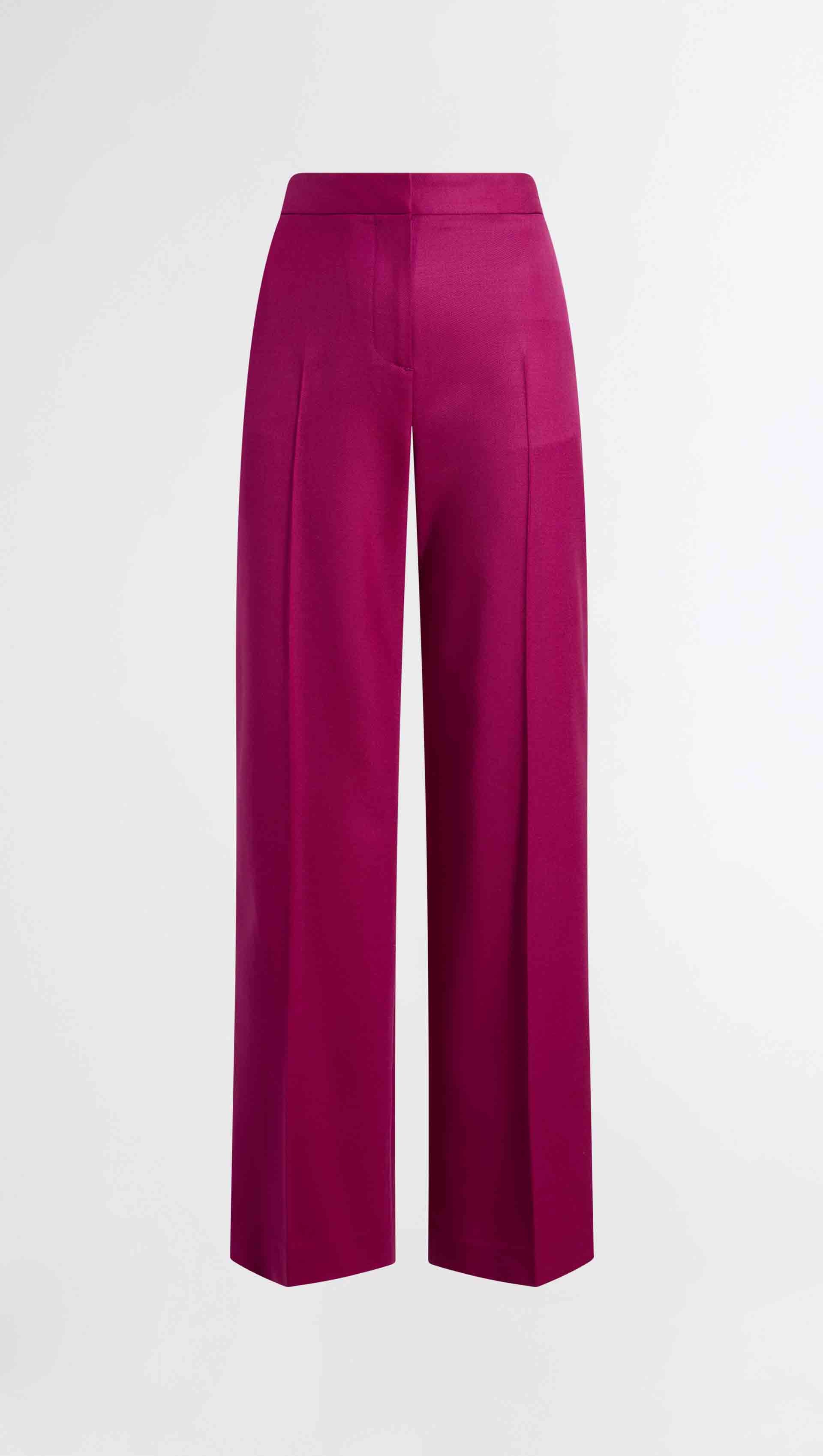 Wide Leg Trouser in Seasonless Wool | Magenta